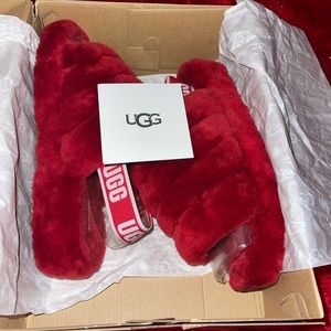 🌟Red Ugg fluff yeah slides🌟
